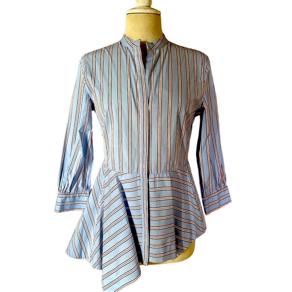 Striped Blouse Peplum Made in Italy - Picture 2 of 11
